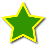 A green star with yellow outline and shadow